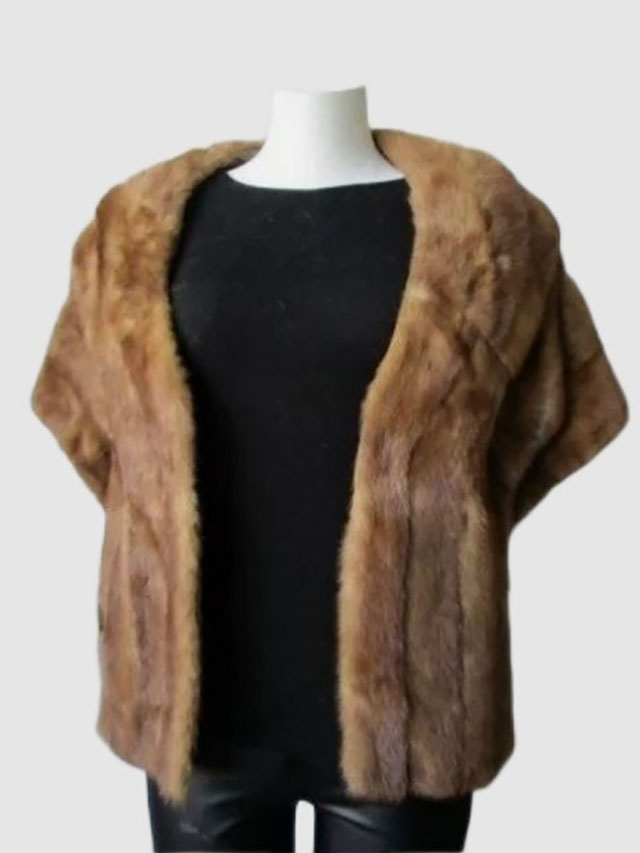 Mink Fur Cape Shawl Stole Wrap Cape MINT Wedding