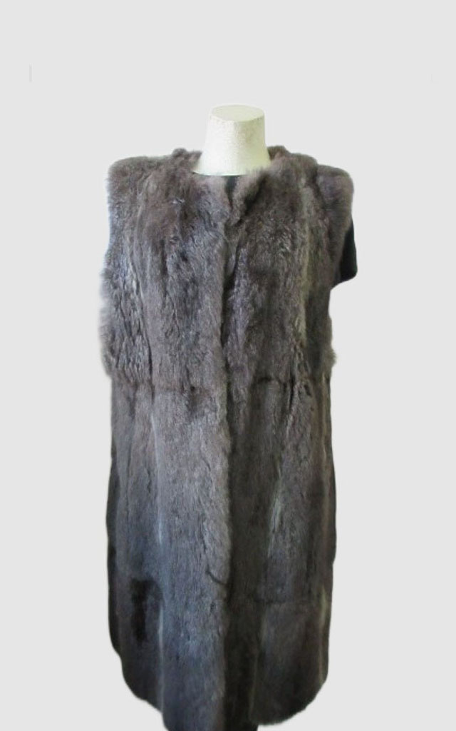 Opossum Fur Lining Vest SUPERB Sz 8 Green Gray