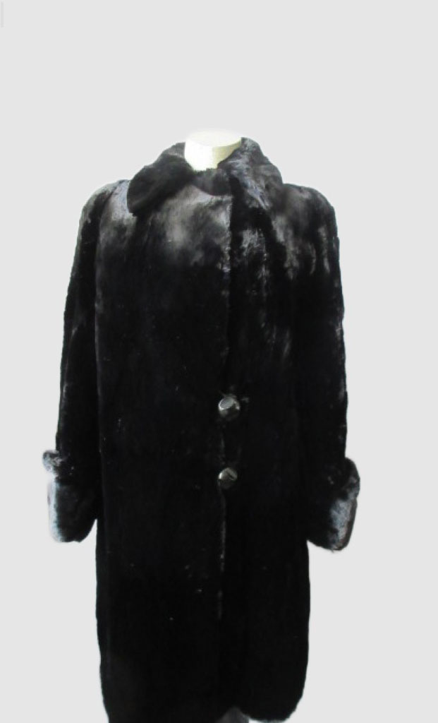 Muskrat Fur Coat Jacket MINT Sz 8 Black Women's
