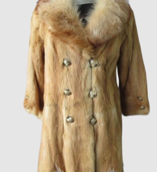 Women's Sz 4 Red Mink with Fox Fur Coat MINT+