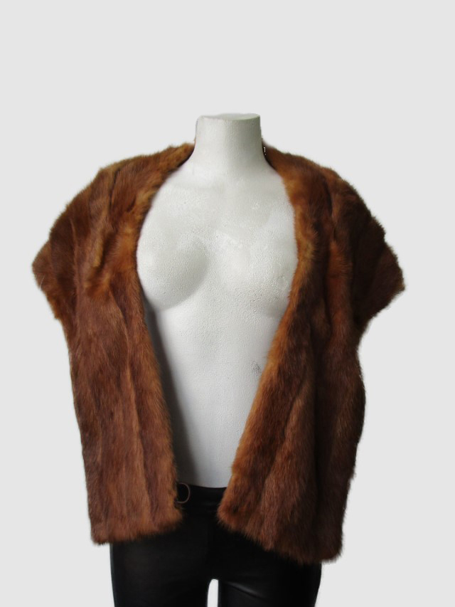 Reddish Mink Fur Stole Wrap Cape Wedding MINT