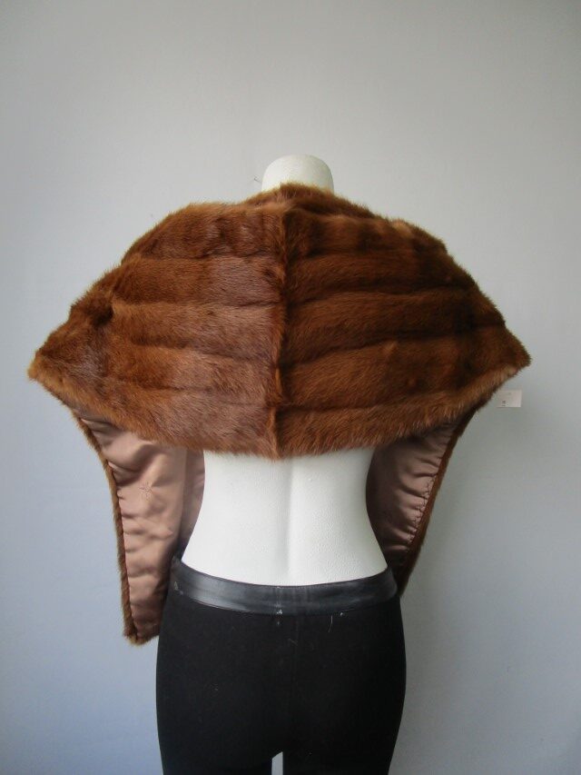 Reddish Mink Fur Stole Wrap Cape Wedding MINT - Image 3
