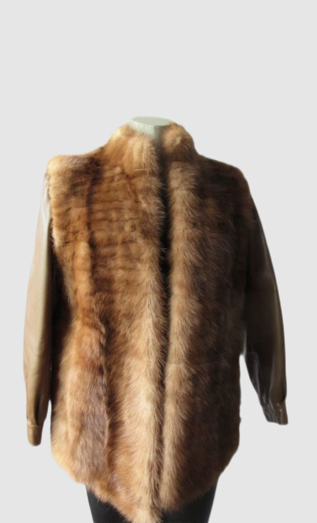 Mink Fur Jacket with Leather Coat MINT+ Sz 8