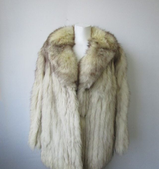 Women's Sz 8/10 Norwegian Blue Fox Fur Coat Jacket VG+