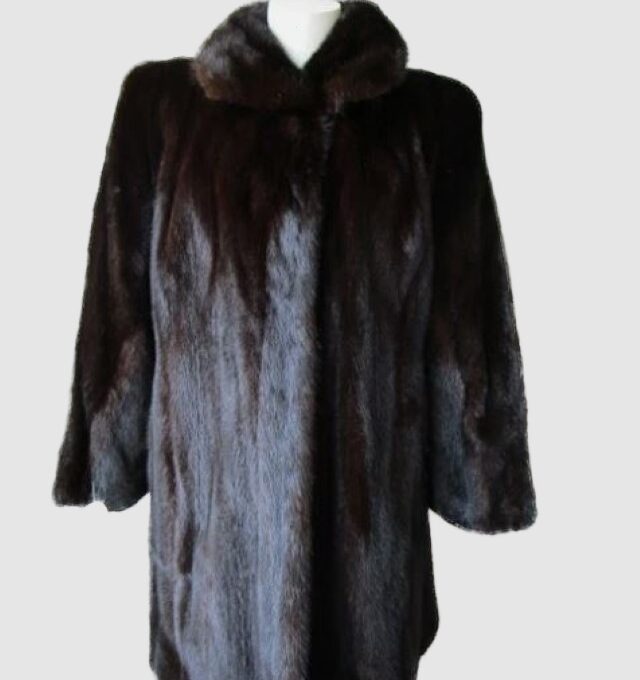 Women's Sz 10 Dark Ranch Mink Fur Coat Jacket Stroller MINT+