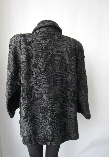 Swakara Fur Coat Jacket Women's Sz 6/8 Black - Image 3