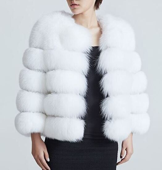 White Fox Fur Bolero Jacket Coat Ladies - Image 4