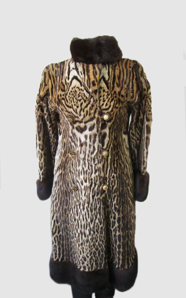 Vintage Ocelot Mink Fur Coat Jacket Women's XS