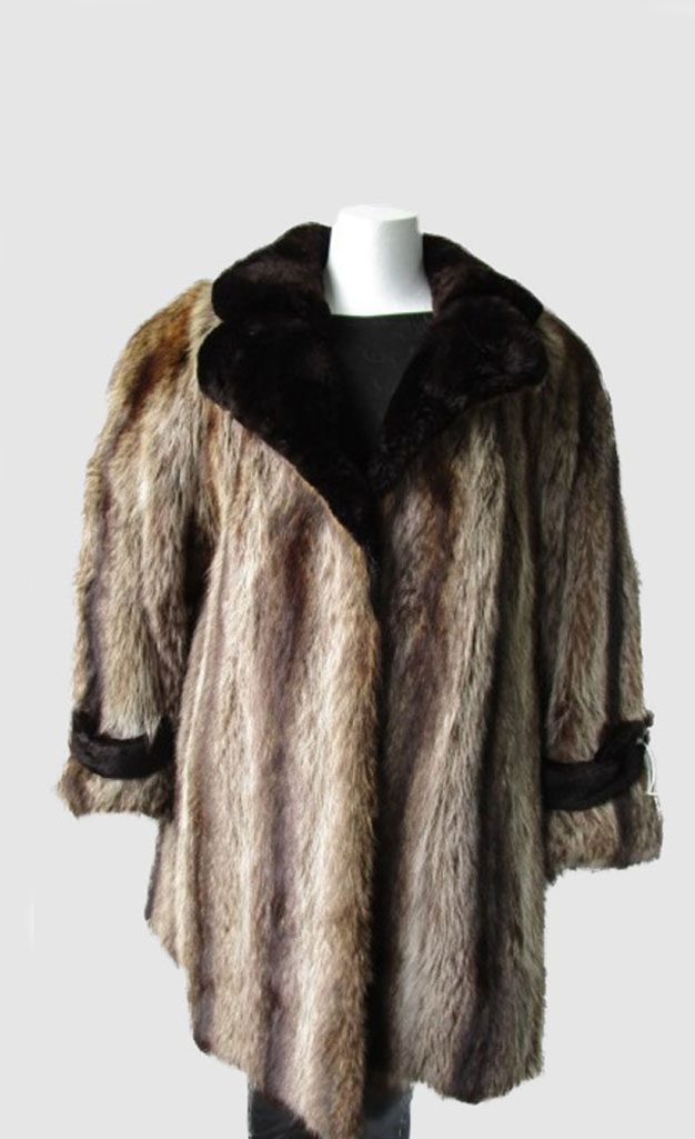 Raccoon Sheared Beaver Fur Coat Women's 10 MINT+