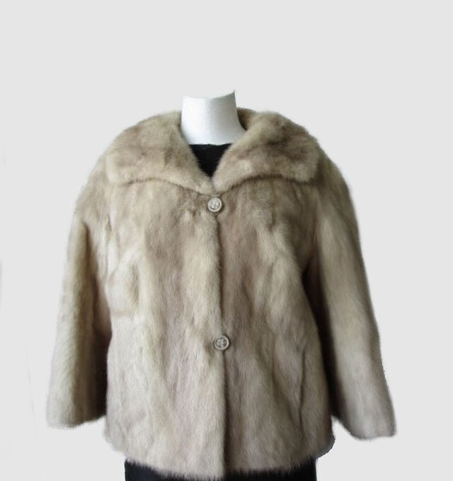 Women's Sz 6 Pearl Mink Fur Jacket Bolero Coat MINT+