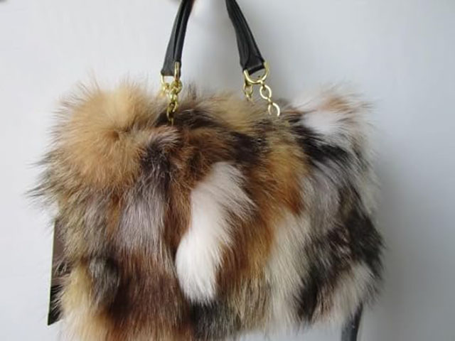 Natural Red Fox Fur Leather Purse Shoulder Bag New - Image 5
