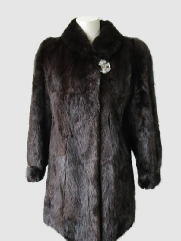 Muskrat Fur Coat Jacket Stroller MINT Sz 8 Black Brown Women's