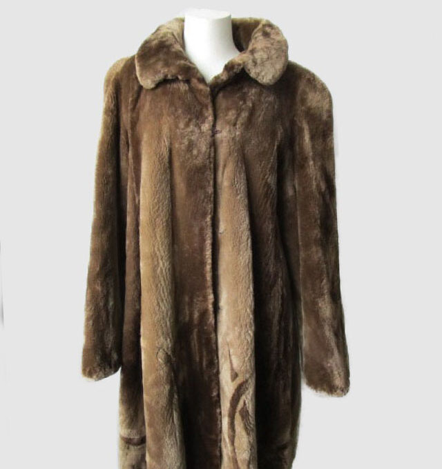 Women's Sz 10 MINT+ Sheared Beaver Fur Coat Jacket Stroller with Designs