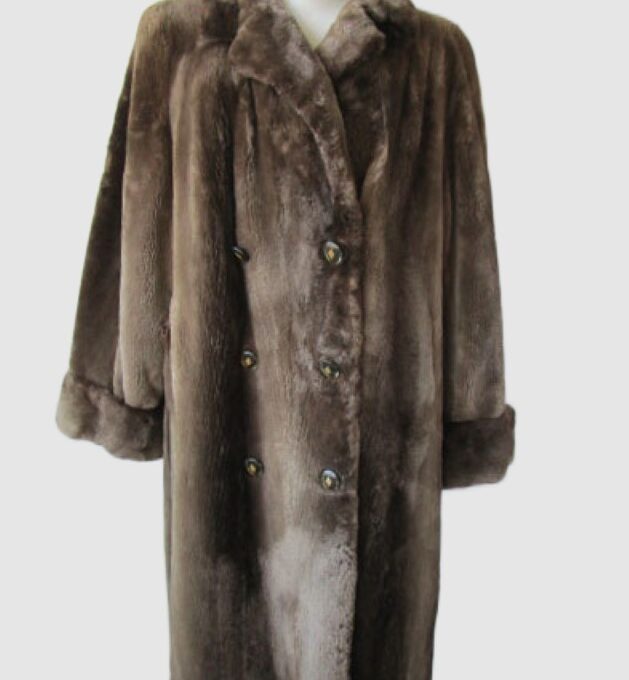 Women's Brown Sheared Beaver Fur Coat Jacket Sz 12 MINT