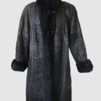 Women's Reversible Leather Opossum Fur Coat Raincoat Sz 12 MINT+