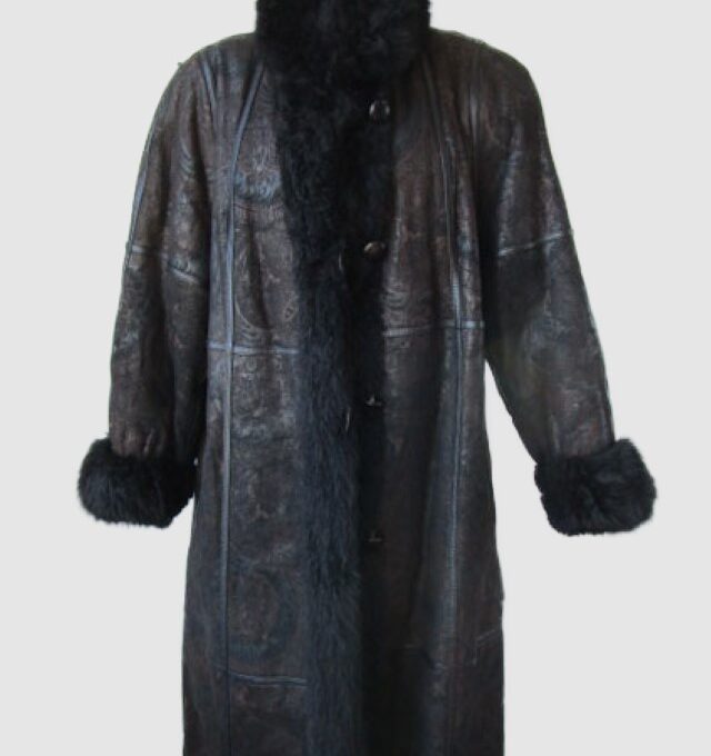 Women's Reversible Leather Opossum Fur Coat Raincoat Sz 12 MINT+
