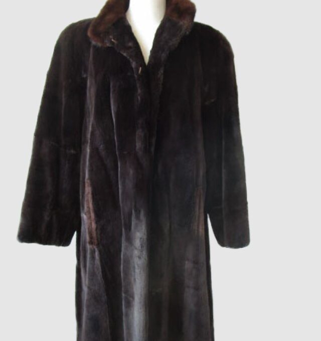 Women's M Brown Sheared Muskrat Fur Coat Jacket Sz 12 MINT+ Woman