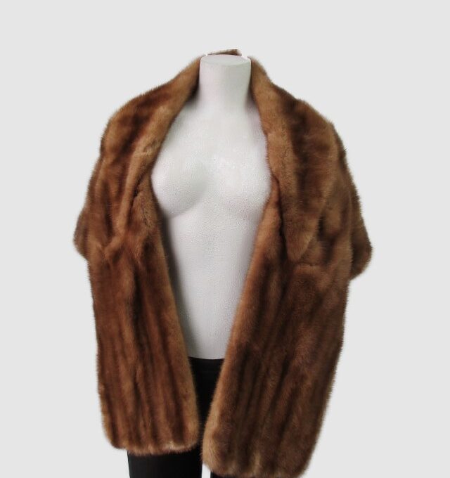 Women's Real Mink Fur Stole Cape Wrap MINT+