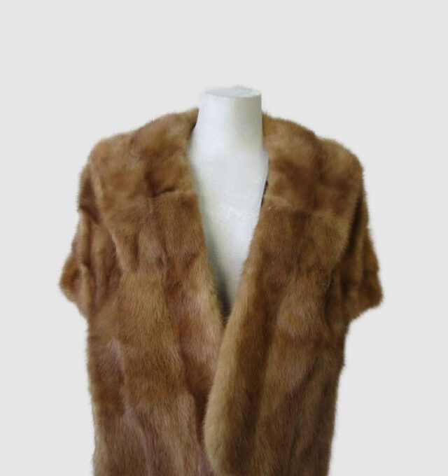 Women's Sz Medium Mink Fur Stole Cape Wrap MINT WEDDING Woman