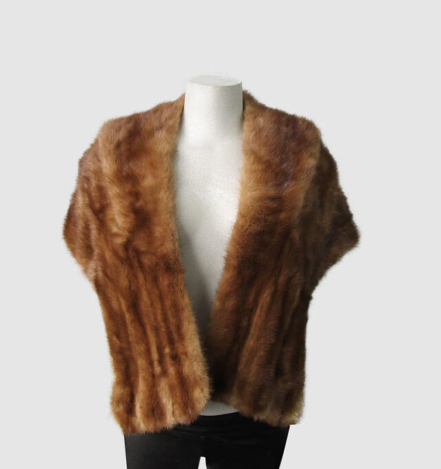 Women's Vintage MINT Mink Fur Shawl Stole Wrap Cape WEDDING Woman