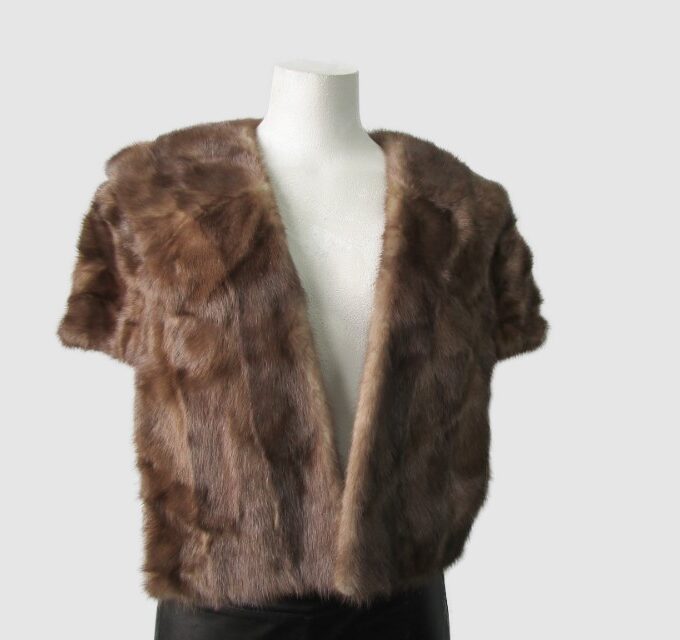 Women's Vintage MINT Lutetia Mink Fur Shawl Stole Wrap Cape WEDDING Woman