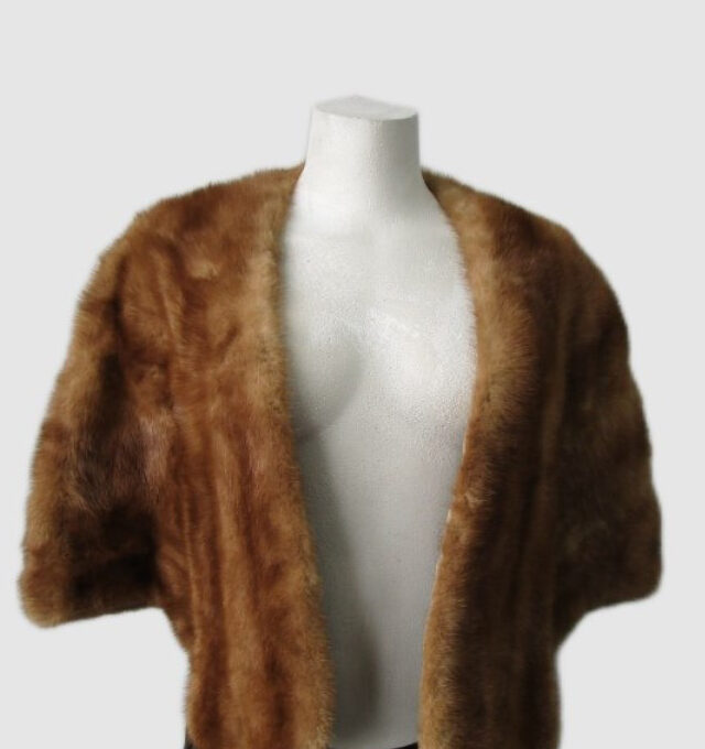 Women's Vintage MINT Mink Fur Shawl Stole Wrap Cape WEDDING Woman