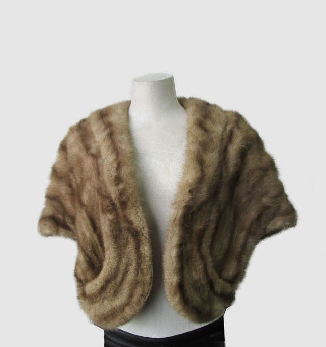 Women's Natural Lunaraine Mink Fur Stole Wrap Cape MINT WEDDING Woman