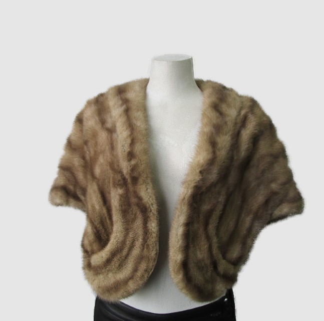 Women's Natural Lunaraine Mink Fur Stole Wrap Cape MINT WEDDING Woman