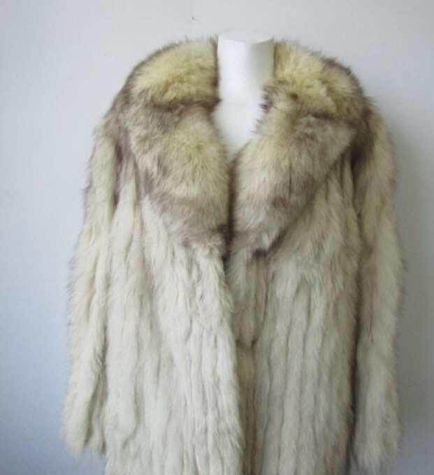 Women's Sz 8/10 Norwegian Blue Fox Fur Coat Jacket VG+