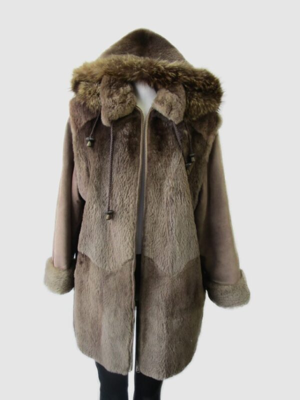 Women's SUPERB Sheared Raccoon Fur Coat Jacket Vest Hood Woman Sz 6
