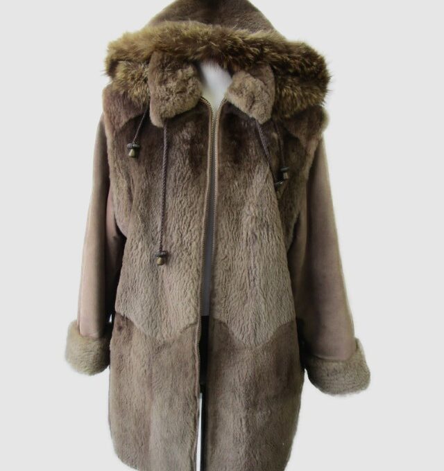 Women's SUPERB Sheared Raccoon Fur Coat Jacket Vest Hood Woman Sz 6