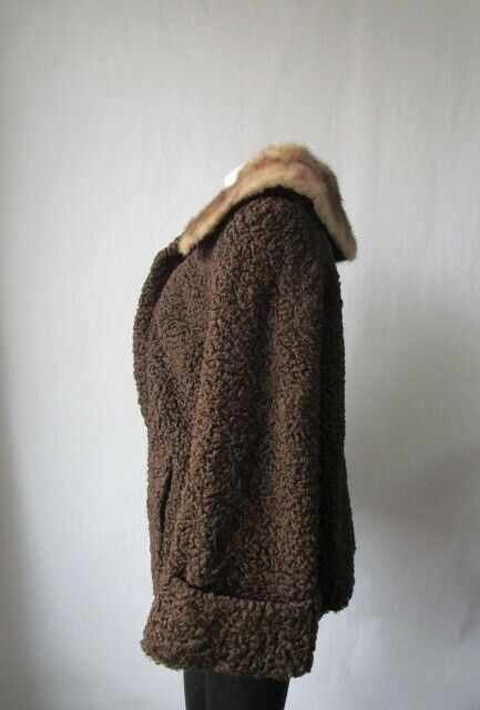 Brown Persian Lamb Mink Fur Coat Jacket MINT Women's - Image 3