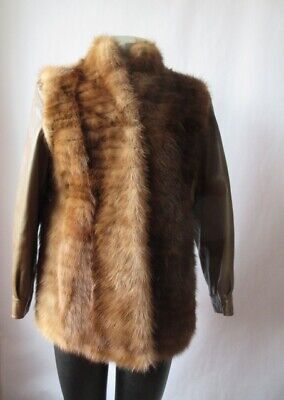 Mink Fur Jacket with Leather Coat MINT+ Sz 8 - Image 3