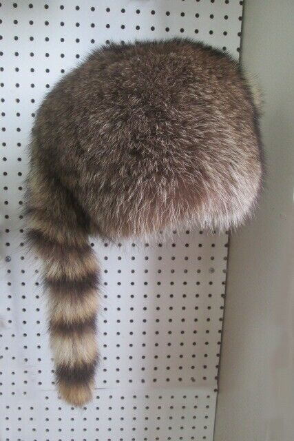 Raccoon Fur Davy Crockett Frontier Trapper Hat Men - Image 3
