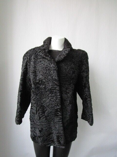 Swakara Fur Coat Jacket Women's Sz 6/8 Black - Image 5