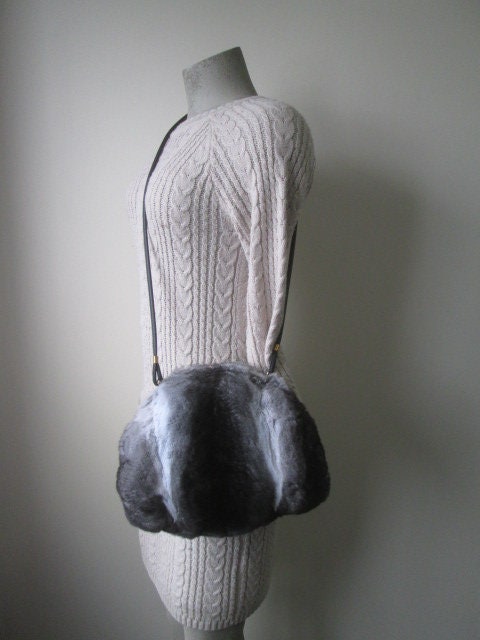 Chinchilla Fur Bag Purse Crossbody Hand Muff Purse - Image 3