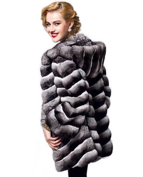 New Chinchilla Fur Jacket Coat Hood Women's 10 - Image 4