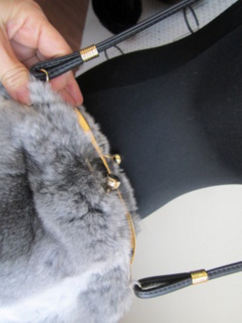 Chinchilla Fur Bag Purse Crossbody Hand Muff Purse - Image 5