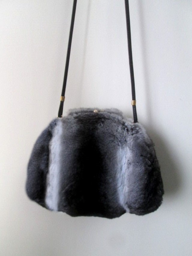 Chinchilla Fur Bag Purse Crossbody Hand Muff Purse