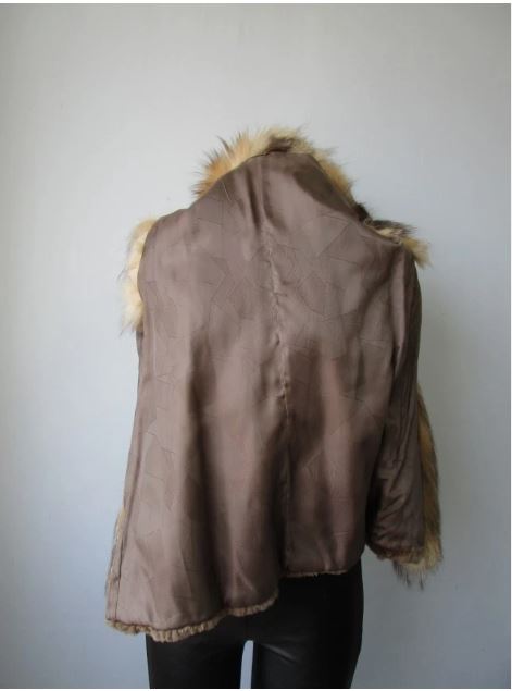 Women's New Natural Brown Mink Fur Vest Crystal Fox Fur Size S | MF26 - Image 6