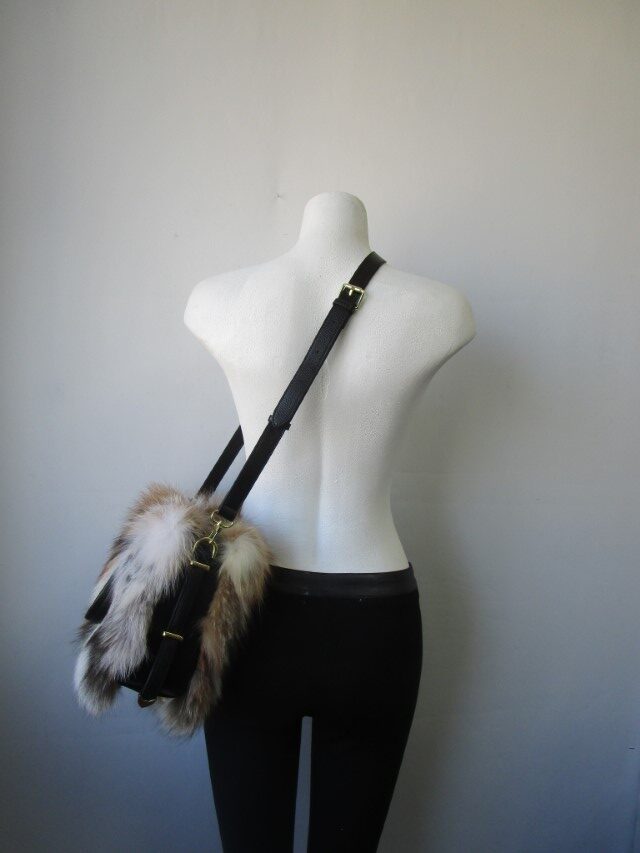 Natural Red Fox Fur Leather Purse Shoulder Bag New - Image 2