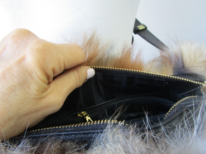 Natural Red Fox Fur Leather Purse Shoulder Bag New - Image 7