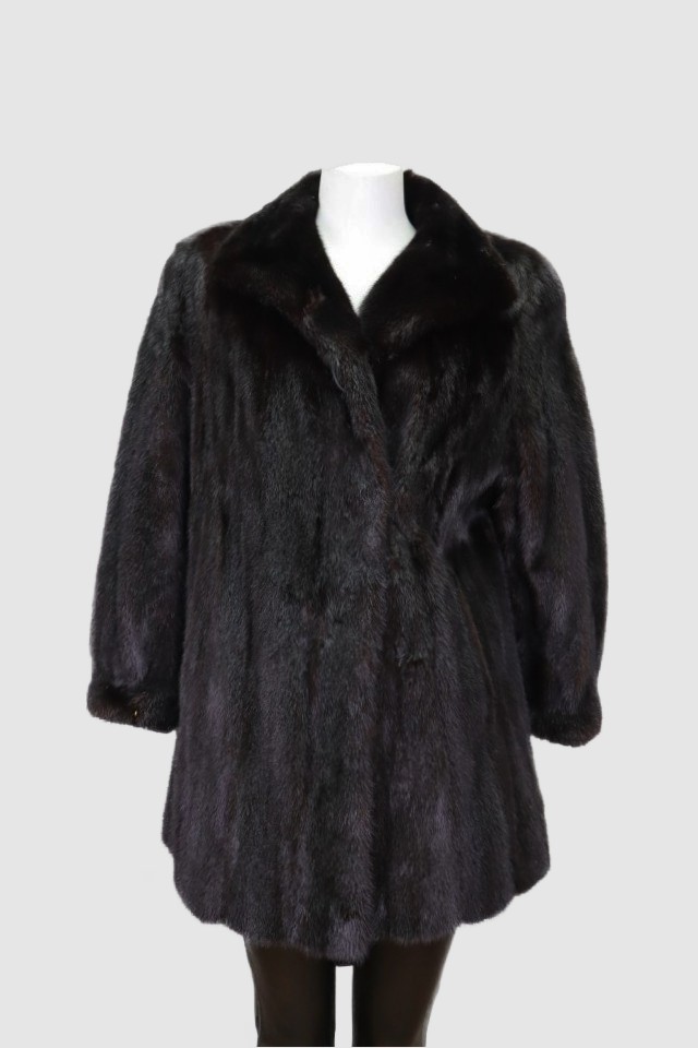 Women's Natural Dark Ranch Mink Fur Coat Jacket MINT Size 10 | MG5154