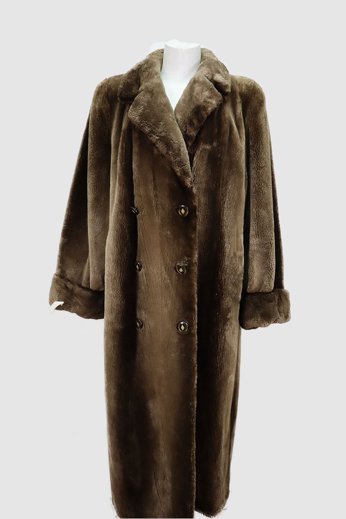 Women's Brown Sheared Beaver Fur Coat Jacket Sz 12 MINT