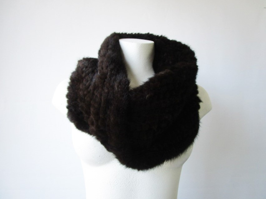 Women's Men's Unisex New Dark Ranch Knitted Mink Fur Infinity Scarf | MF9 - Image 2