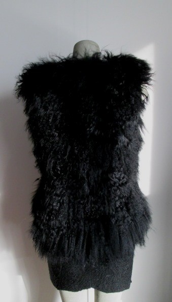 Mongolian Lamb Fur Vest Black - Image 3