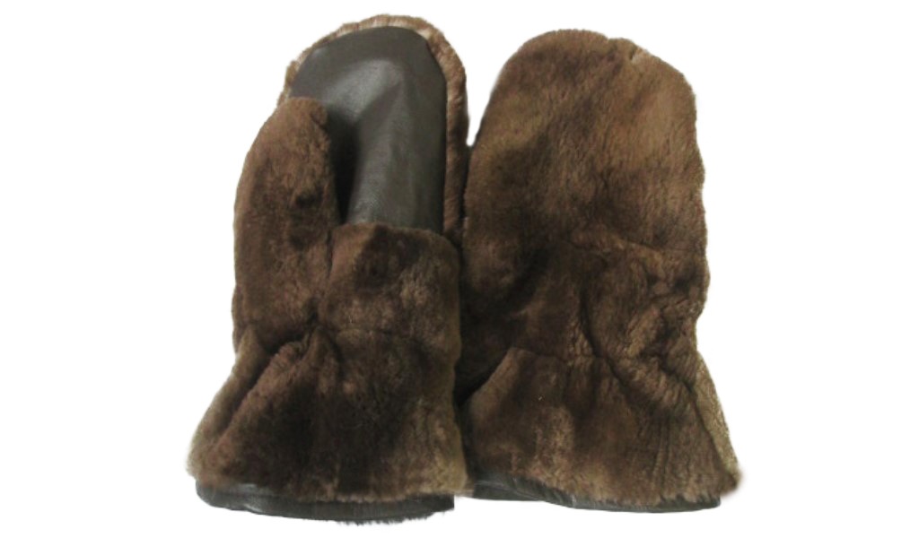 Sheared Beaver Fur Mittens Gloves Unisex New - Image 2