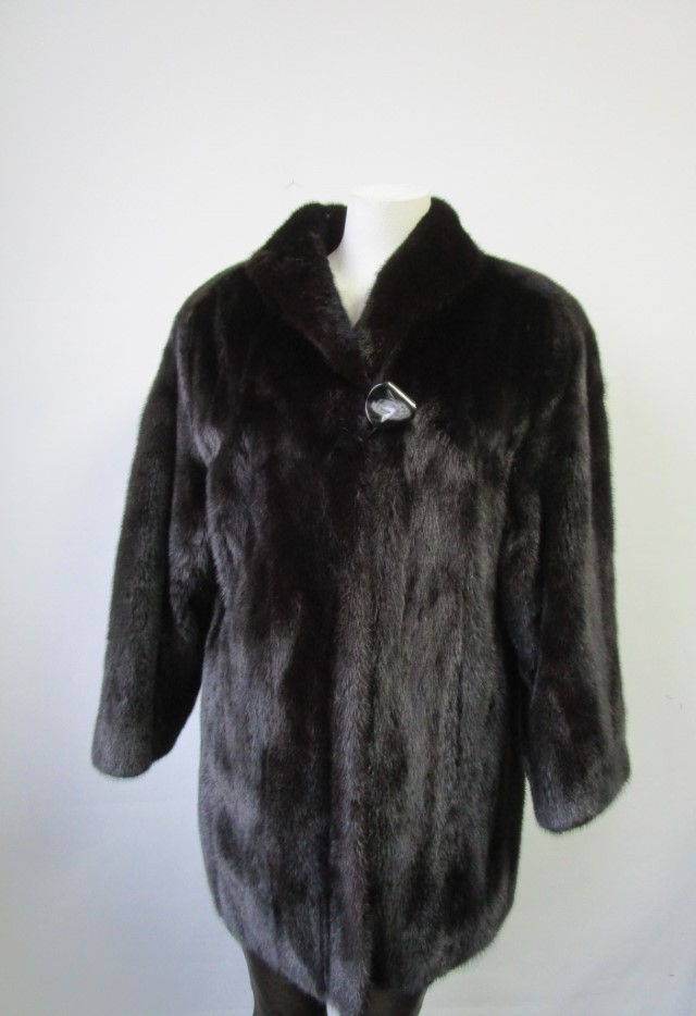 Dark Ranch Mink Fur Coat Jacket SUPERB Women's 6 - Image 3