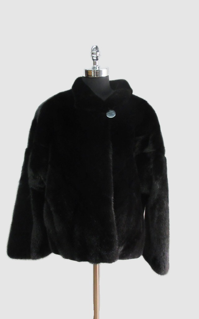 Mink Fur Coat Jacket Natural Black New Women's