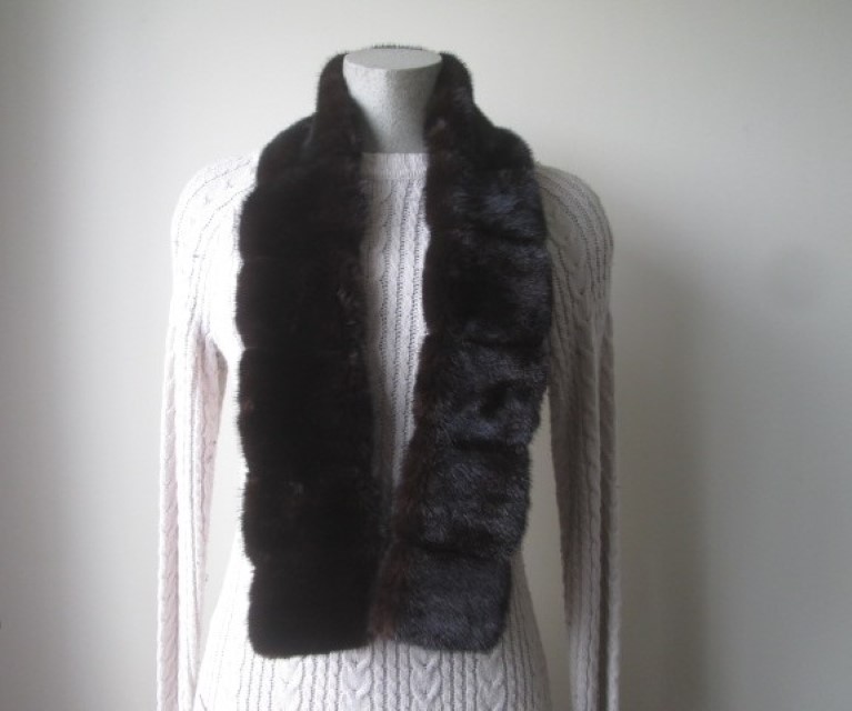 Mink Fur Wrap Scarf Showroom New Natural Dark Ranch - Image 2